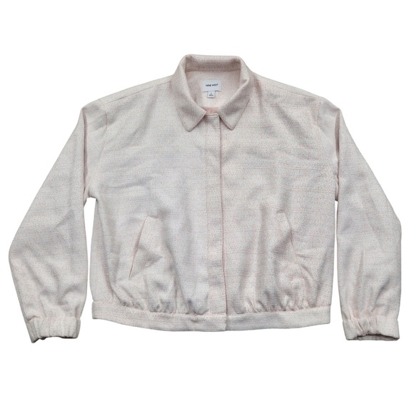 Nine West Pink Textured Bomber Style Lightweight Jacket Womens Large - Picture 1 of 10